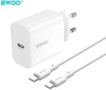 BWOO USB-C töltő adapter BWOO CDA233 PD 20W 1x USB-C kábellel USB-C - USB-C fehér