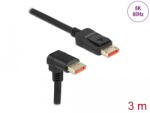Delock DisplayPort kábel egyenes csatlakozódugóval - csatlakozódugóval 90 ívelt lefelé 8K 60 Hz 3 m (87052) - flylite