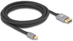 Delock Mini DisplayPort - DisplayPort-kábel 8K 60 Hz 3 m szürke fém retesz nélküli (81093) (81093)
