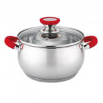 Voltz Oala Oliver Voltz OV51210N26 , 26 cm, 7.7 L, Inductie, Manere silicon, Inx/Roşu (OV51210N26 red)