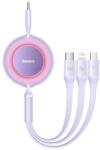 Baseus Adatkábel 3in1 Type-C - Type-C/Lightning/Microusb, Csévélhető, Lila