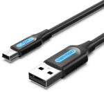 Vention USB-A 2.0/M -> mini USB-B/M, 0, 5m (PVC, fekete) kábel (COMBD)