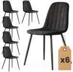 AKORD LUMO kárpitozott szék welur fekete függőleges steppelt hátlap fekete lábak 6 db-os szett (6xLUMOBLA)