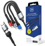 3mk Protection 3mk Hyper Cable N-SERIES 6 az 1-ben USB-C / USB-A - USB-C / Lightning / Micro 1.2m QC 3.0 9V / 2A 18W - fekete