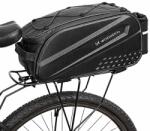 Wozinsky kerékpár csomagtartó táska hosszú pánttal és bővíthető oldalsó zsebekkel - fekete