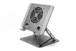 xBase Fém Laptop Állvány Ventilátorral - Állítható és Összecsukható (Sötétszürke) (27755)