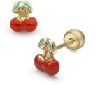 Lisa piros cseresznye gyerek fülbevaló gömbzárral - JTAG-0326-18 (JTAG-0326-18)