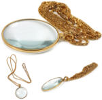  Elegáns nagyító, nyakba akasztható, aranyszínű, 5x (v9070)