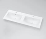 MARMY Crystal öntött márvány dupla mosdó 120x46 cm, túlfolyóval, fényes fehér 808420124210 (808420124210)
