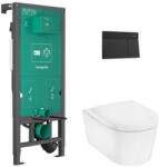 Hansgrohe EluPura S WC-szett falsík alatti öblítőrendszerrel és WC-ülőkével, matt fekete nyomólappal, fehér 60303670 (60303670)