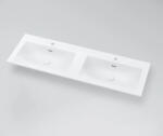 MARMY Crystal öntött márvány dupla mosdó 140x46 cm, túlfolyóval, fényes fehér 808423144210 (80 8423 14 42 10)