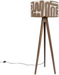 QAZQA Állólámpa diófa háromlábú barna és bézs csíkos ernyővel 50cm - Tripod Classic (111195)