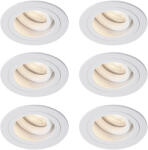 QAZQA 6 darabos modern, süllyesztett, fehér, forgatható és dönthető spotlámpa készlet IP44 - Chuck (111270)