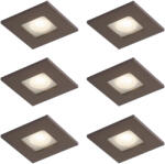 QAZQA 6 darabos modern süllyesztett spotlámpa szett sötét bronz négyzet alakú IP44 - Qure (111277)
