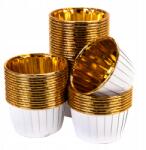 Orzeszku Muffinpapír, muffinpapír, öntőforma 40x50 mm fehér-arany 50 db (Papilotki biało-Złoe)