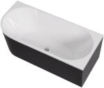 Cerano - Szabadon álló akril kád Bianco, jobb oldali - matt fekete/fényes fehér - 170x80 cm