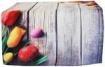  Húsvéti tojás - tulipán mintás terítő szürke alapon 60x120 cm