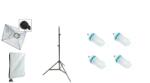 iShoot Kit lumina continua foto-video cu: Lampa 4 becuri e27, softbox 40x60cm, stativ 75x210cm si 4 becuri 125W/5500K