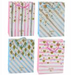 Lean Papír Ajándéktasak Kék Rózsaszín Csillámos 23 x 18 x 10, 5 cm