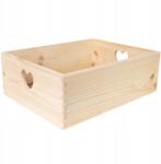Creative Deco Fa doboz, tárolóláda fogantyúkkal, szíves mintával, játékokhoz, ajándéknak, 40x30x14 cm (X001RF1KCR)