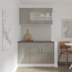 haaus Set Bucatarie Karo V3, Gri Lucios/Alb, MDF, Blat Thermo 28 mm, L 120 cm (924300)
