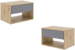 haaus Set 2 Noptiere Pedro, 1 Sertar, Stejar Artisan/Antracit, 53 x 35 x 33 cm (929077)