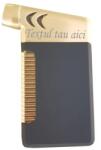  Bricheta Metal Antivant, Neagra, Gravata Cu Textul Tau, G5 (DLMGG-346) Bricheta