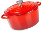 Magic home Oala de fonta emailata cu capac, maner din inox, rosie, 4 L, Magic Home (8010093) - esell