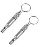  Pachet doua fluiere metalice de urgență, inel pentru chei, 7.6 cm (1597574 - G135 + G135)