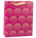 Lean Elegáns ajándéktáska arany csillagokkal, rózsaszín, 32 x 26 x 10 cm