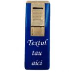  Bricheta Metalica Gravata, Personalizata Cu Textul Tau, Cu Gaz, Antivant, Reincarcabila, Albastra, Cutie (DLMGG-754) Bricheta