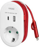 Virone hálózati elosztó adapter, telefontöltő schuko + USB A+C, USB C + lightning kábel (CS_2) - everyo