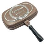  Tigaie Dubla Dessini Grill Dreptunghiulara, Aluminiu, Interior Antiaderent, Garnitura Silicon, 36 Cm, Maro (DLMGG-3792)