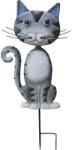 Magic home Decoratiune gradina, MagicHome, pisica, cu tarus, metalica, gri, 25.5x3.5x61 cm (8091806)