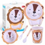 Bocioland Gyermek Étkészlet 5 Részes Tányér Tál Kispohár Evőeszközök Oroszlán Bocioland (BL560)