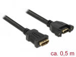Delock Kábel, HDMI-A hüvely > HDMI-A hüvely, panelrögzítés, 4K 30 Hz 0, 5 m (85465) (85465) - flylite