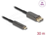 Delock Aktív optikai kábel USB Type-C DisplayPort, 8K 60 Hz, 40 Gbps, 30 m (81609)