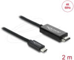 Delock Koaxiális USB Type-C - HDMI kábel (DP Alt Mode) 4K 60 Hz fonott borítással 2 m (81704) - flylite