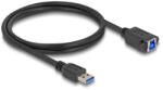Delock USB 5 Gbps kábel A-típusú USB apa B-típusú USB anya installációhoz 1 m, fekete (80485) (80485) - flylite