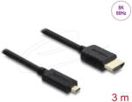 Delock Koaxiális High Speed HDMI kábel HDMI dugó - Micro HDMI dugó 8K 60 Hz 3 m (81692) - flylite