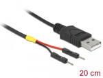 Delock A-típusú USB tápkábel 2 db. különálló tűfejes apa véggel hossza 20 cm (85401) (85401)