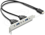 Delock USB E típusú B kulcsos dugós csatlakozó 2 x USB 5 Gbps A-típusú aljzat, rekeszrögzítéses csatlakozókábel, 35, 5 cm (67346)