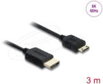 Delock Koaxiális High Speed HDMI kábel HDMI dugó - Mini HDMI dugó 8K 60 Hz 3 m (81686) - flylite