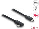 Delock Koaxiális USB 40 Gbps kábel ívelt bal / jobb USB PD 3.1 240 W 0, 5 m (81709)
