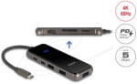 Delock USB Type-C dokkolóállomás 4K HDMI / USB hub / SD - Micro SD-nyílás / PD 3.0 85 W edzett üveg felülettel (92001)