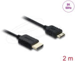 Delock Koaxiális High Speed HDMI kábel HDMI dugó - Mini HDMI dugó 8K 60 Hz 2 m (81685)
