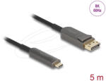 Delock Aktív optikai kábel USB Type-C DisplayPort, 8K 60 Hz, 40 Gbps, 5 m (81604)