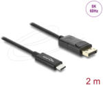 Delock Koaxiális USB Type-C - DisplayPort kábel (DP Alt Mode) 4K 60 Hz fonott borítással 2 m (81702)