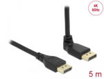 Delock DisplayPort 1.2 kábel egyenes csatlakozódugóval - csatlakozódugóval 90 ívelt felfelé 4K 60 Hz 5 m retesz nélküli (87827) - flylite