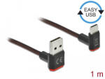 Delock EASY-USB 2.0 kábel A-típusú csatlakozódugó - USB Type-C csatlakozódugó, ívelt felfelé / lefe (85276) - flylite